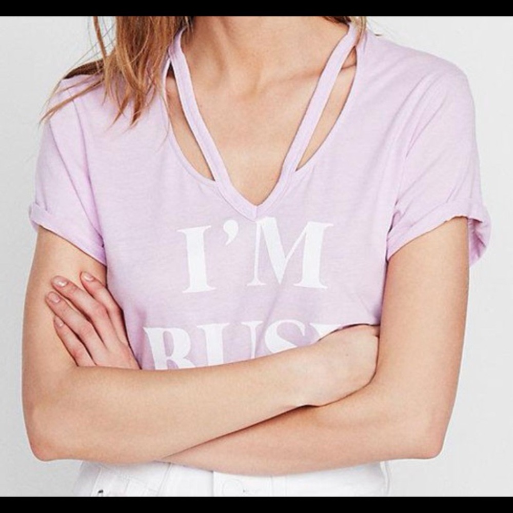 One Eleven "I'm Busy" Cutout Top